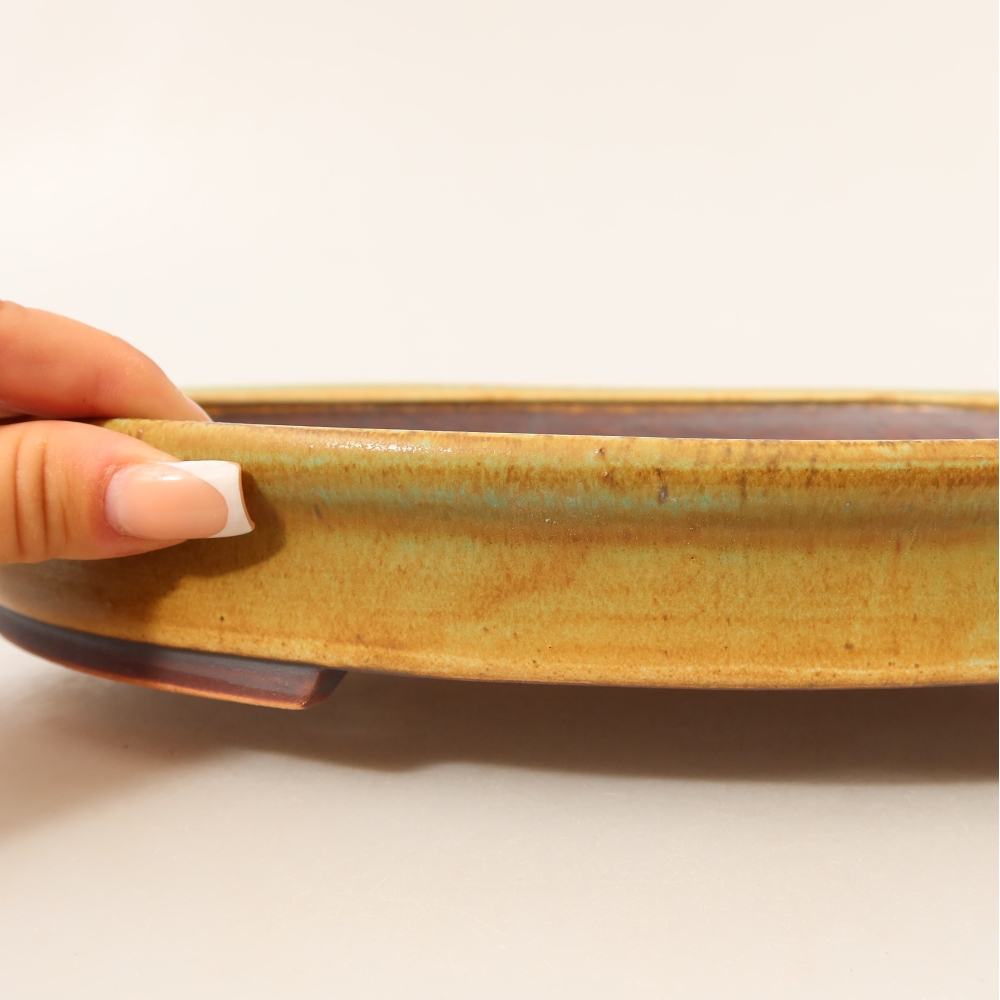 Vaso da bonsai in ceramica 30,5 x 26,5 x 4 cm, colore verde