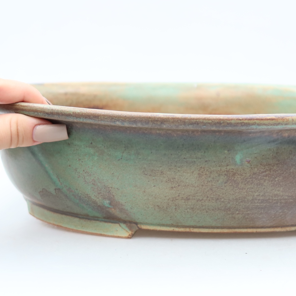 Vaso da bonsai in ceramica 36 x 28 x 8,5 cm, colore verde-marrone