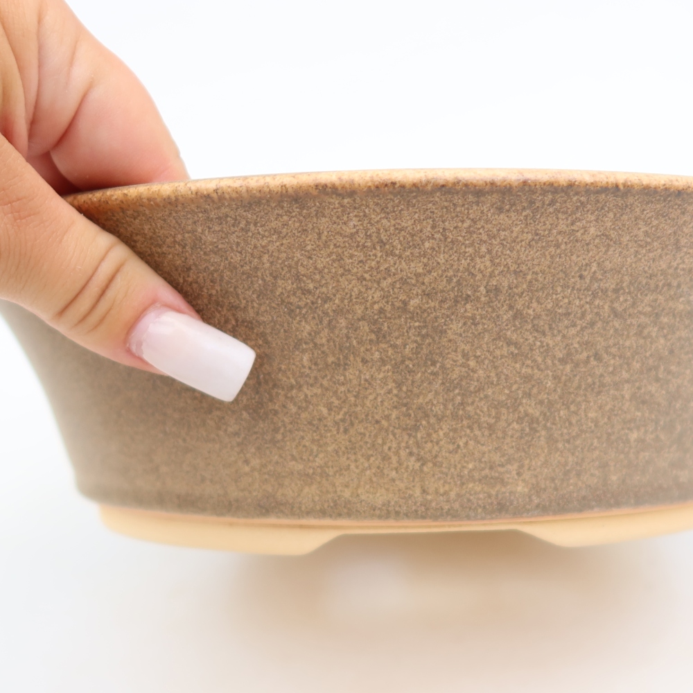 Vaso da bonsai in ceramica 25,5 x 25,5 x 7,5 cm, colore marrone