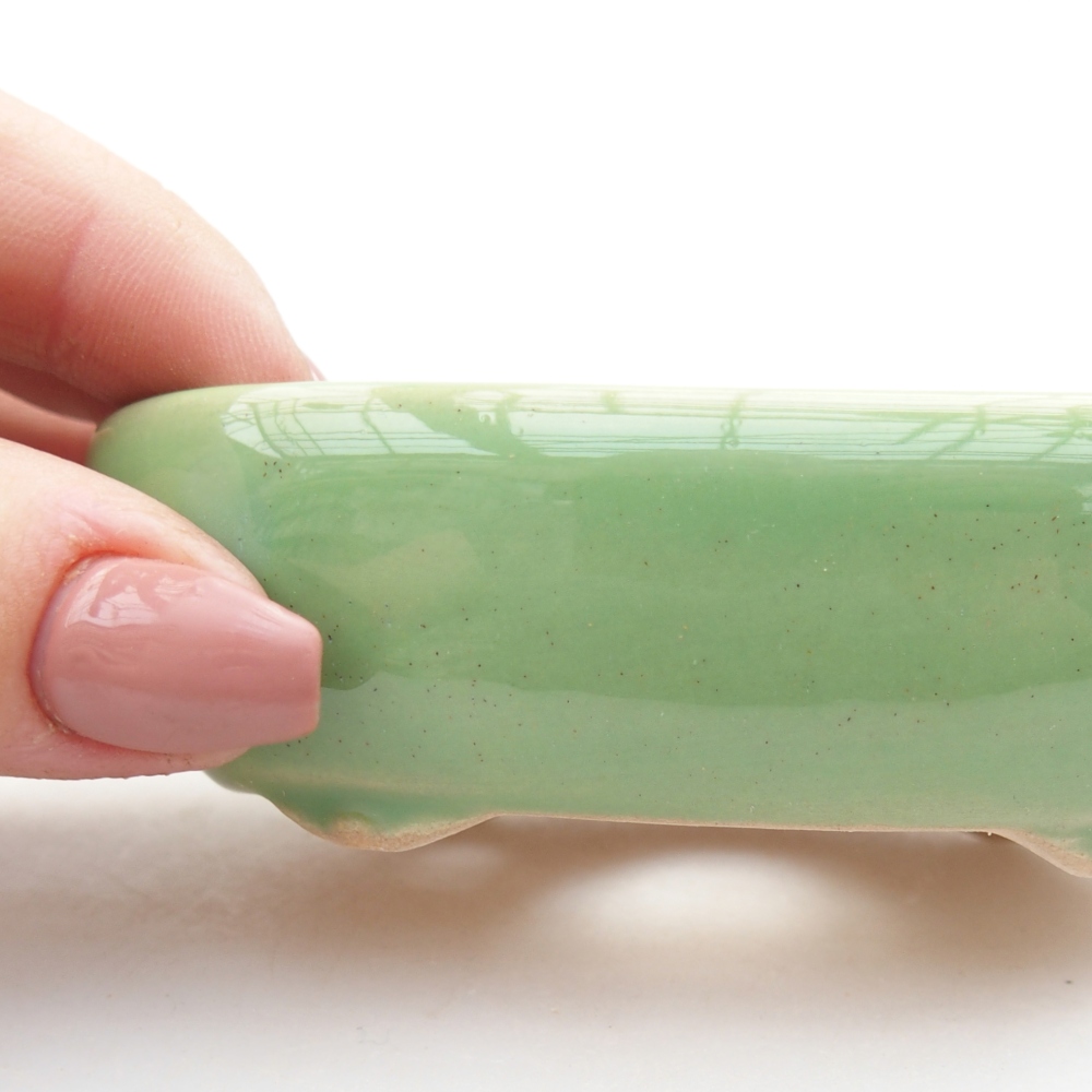 Ciotola per bonsai in ceramica 9 x 6,5 x 3 cm, verde