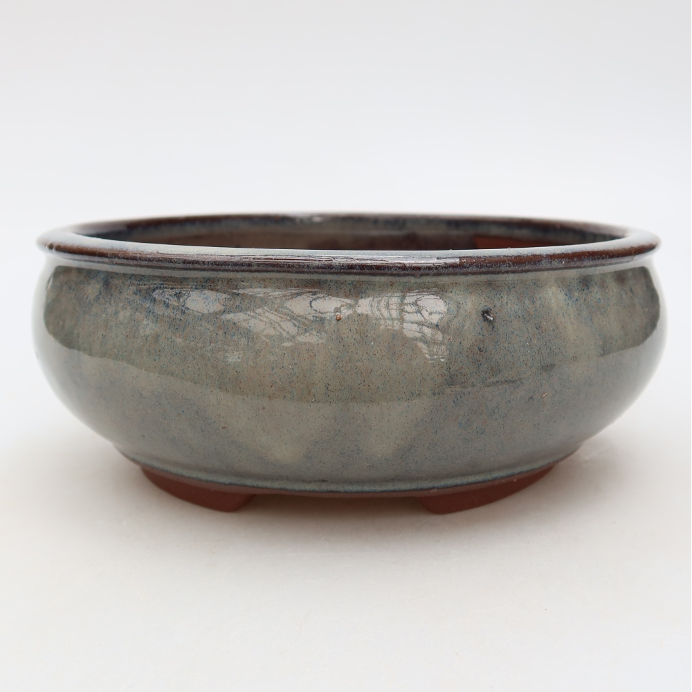Vaso per bonsai in ceramica 16 x 16 x 6,5 cm, colore grigio