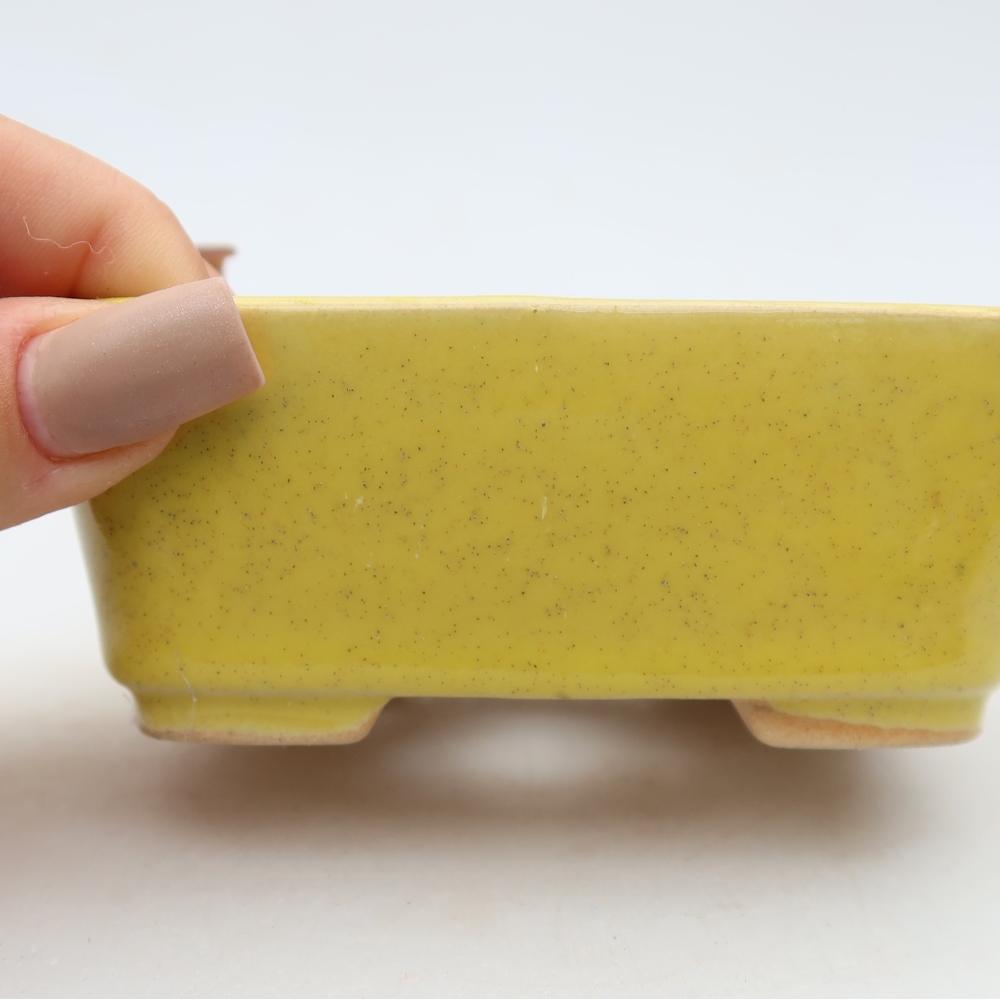 Vaso da bonsai in ceramica 10,5 x 8,5 x 4 cm, colore giallo