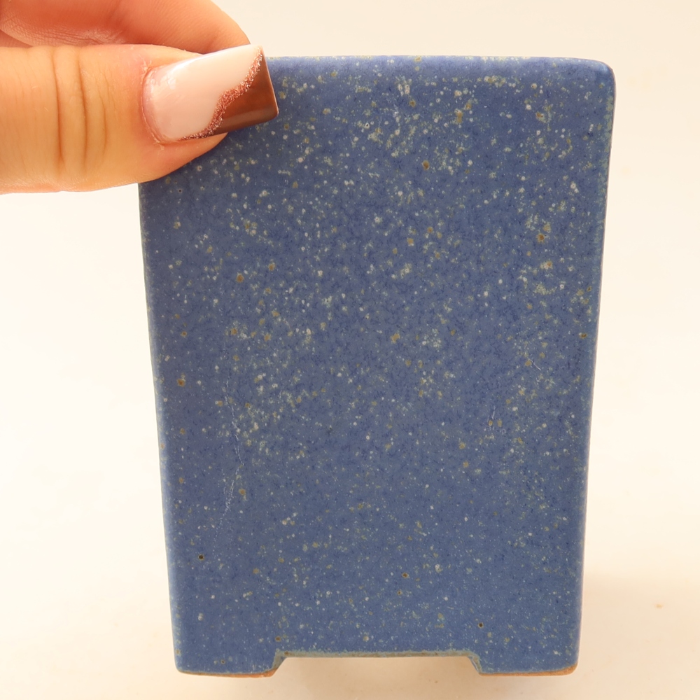 Vaso da bonsai in ceramica 7,5 x 7,5 x 10 cm, colore blu
