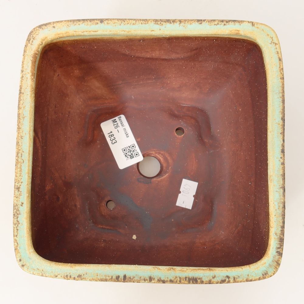 Vaso da bonsai in ceramica 16,5 x 16,5 x 9,5 cm, colore verde