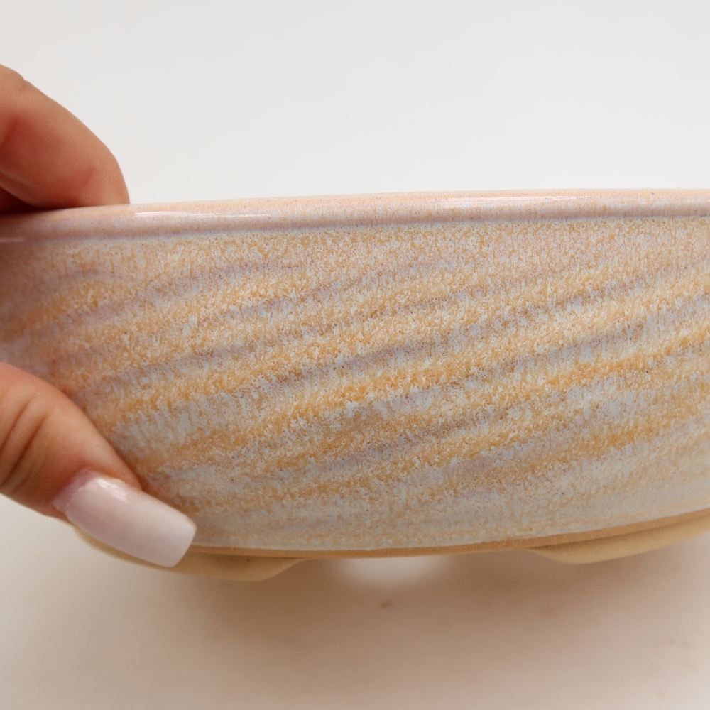Vaso da bonsai in ceramica 21 x 21 x 6,5 cm, colore beige