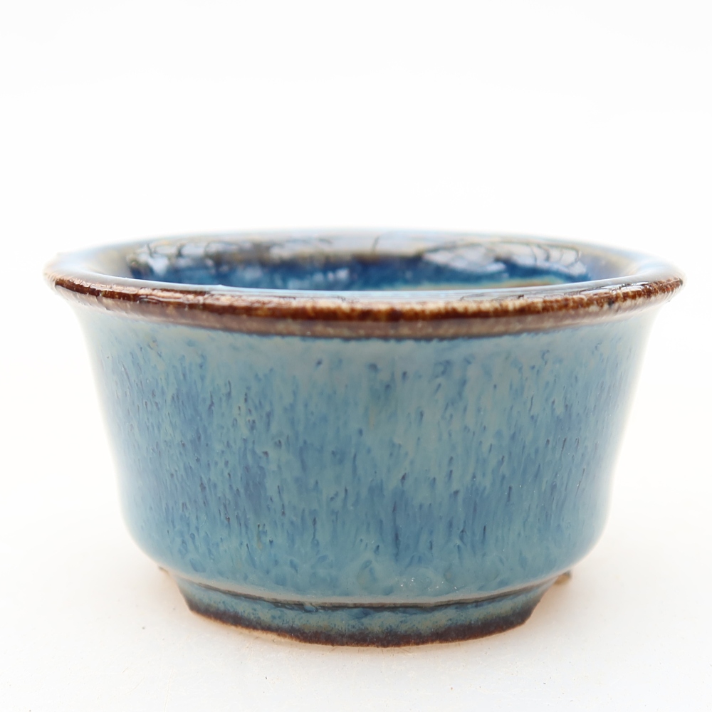 Vaso da bonsai in ceramica 4,5 x 4,5 x 3 cm, colore blu