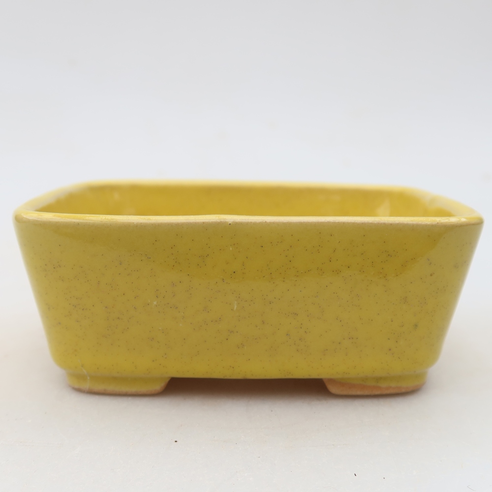 Vaso da bonsai in ceramica 10,5 x 8,5 x 4 cm, colore giallo