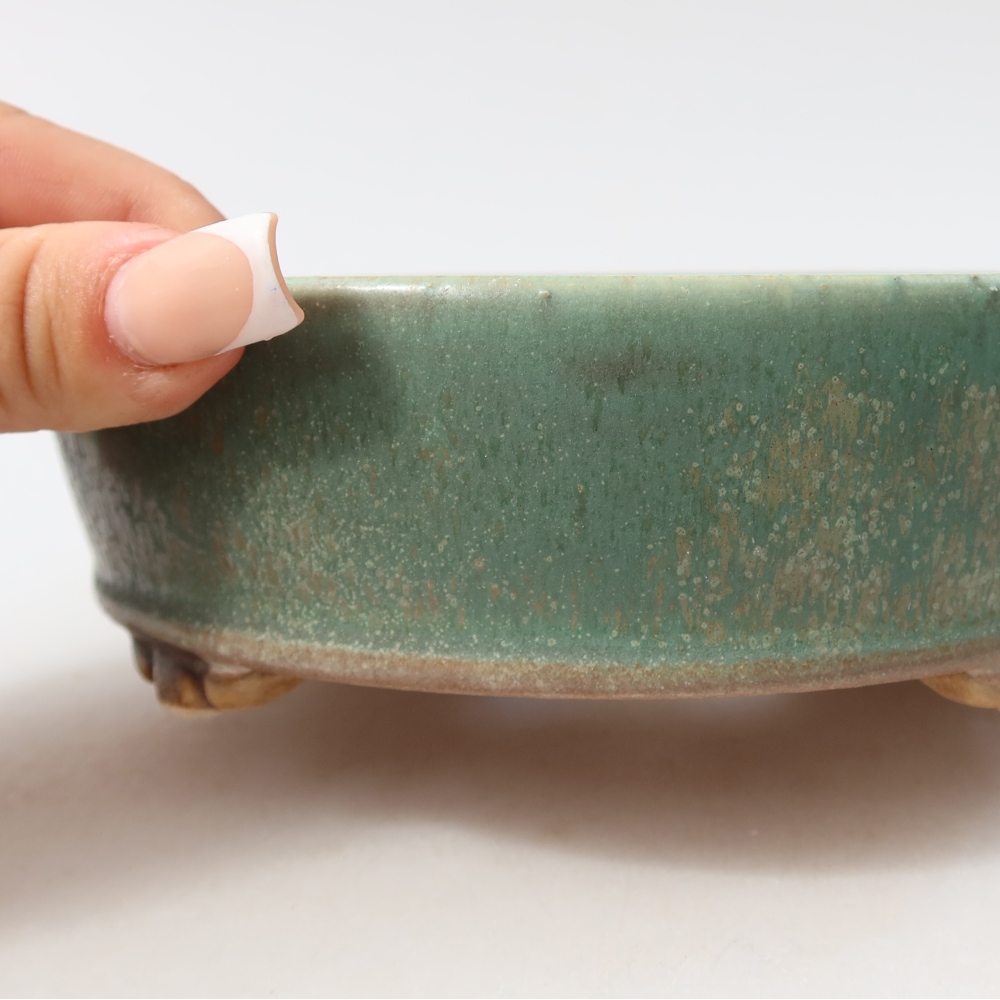 Ciotola per bonsai in ceramica 15,5 x 15,5 x 5 cm, verde