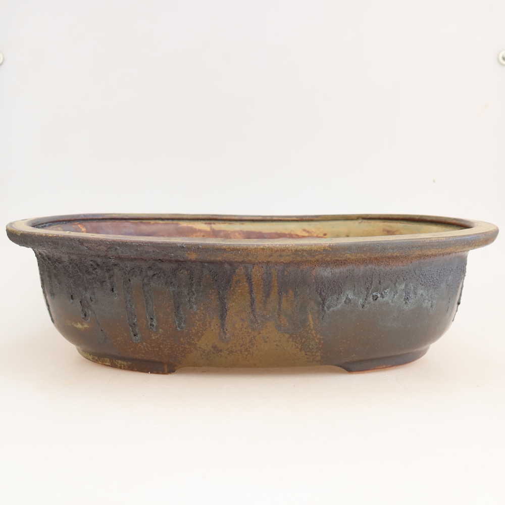 Vaso da bonsai in ceramica 36 x 30 x 9 cm, colore verde-marrone