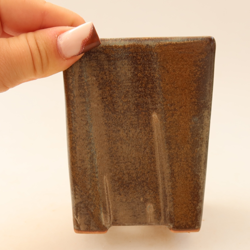 Vaso da bonsai in ceramica 7,5 x 7,5 x 10 cm, colore marrone