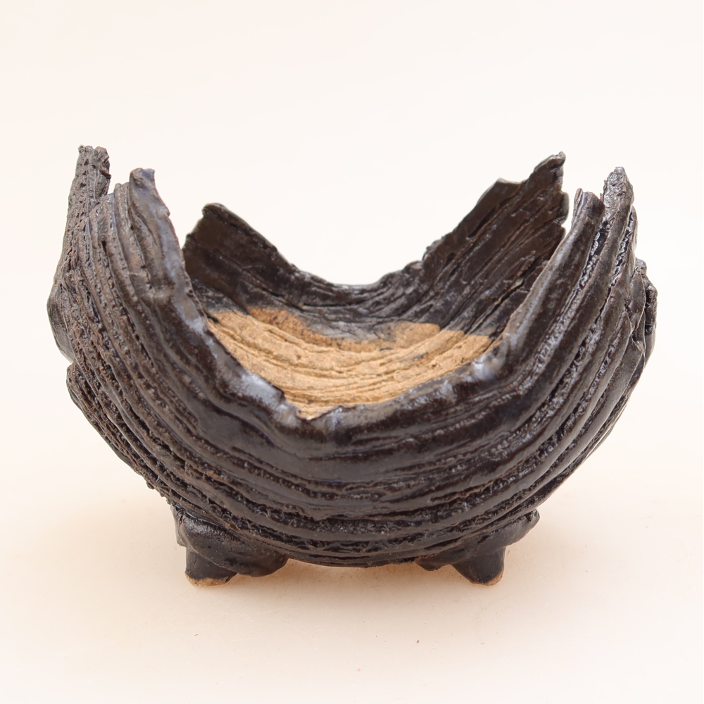 Guscio in ceramica  10 x 9 x 7,5 cm, colore blu-nero