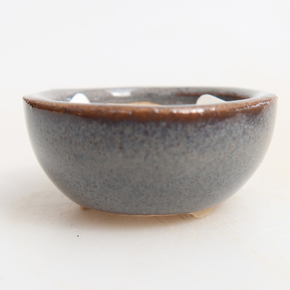 Vaso in ceramica per bonsai 4 x 4 x 2 cm, colore grigio