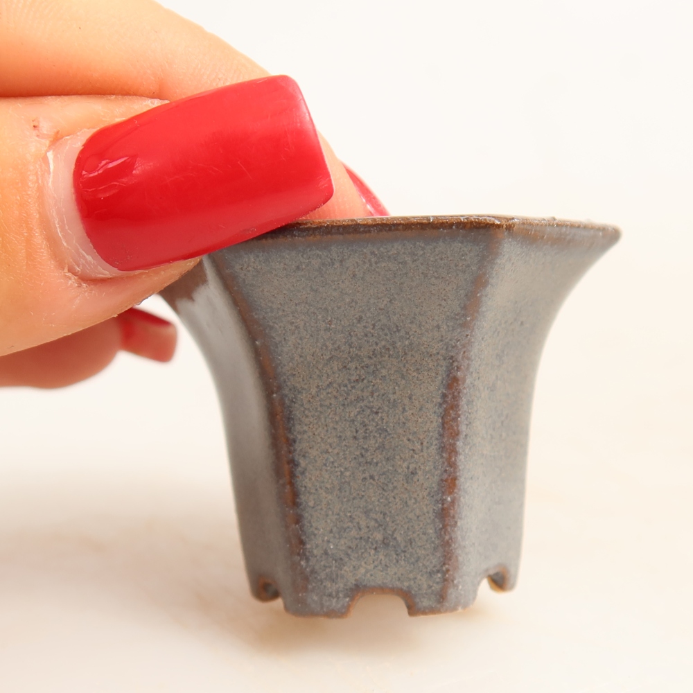 Vaso da bonsai in ceramica 4,5 x 4 x 3,5 cm, colore grigio