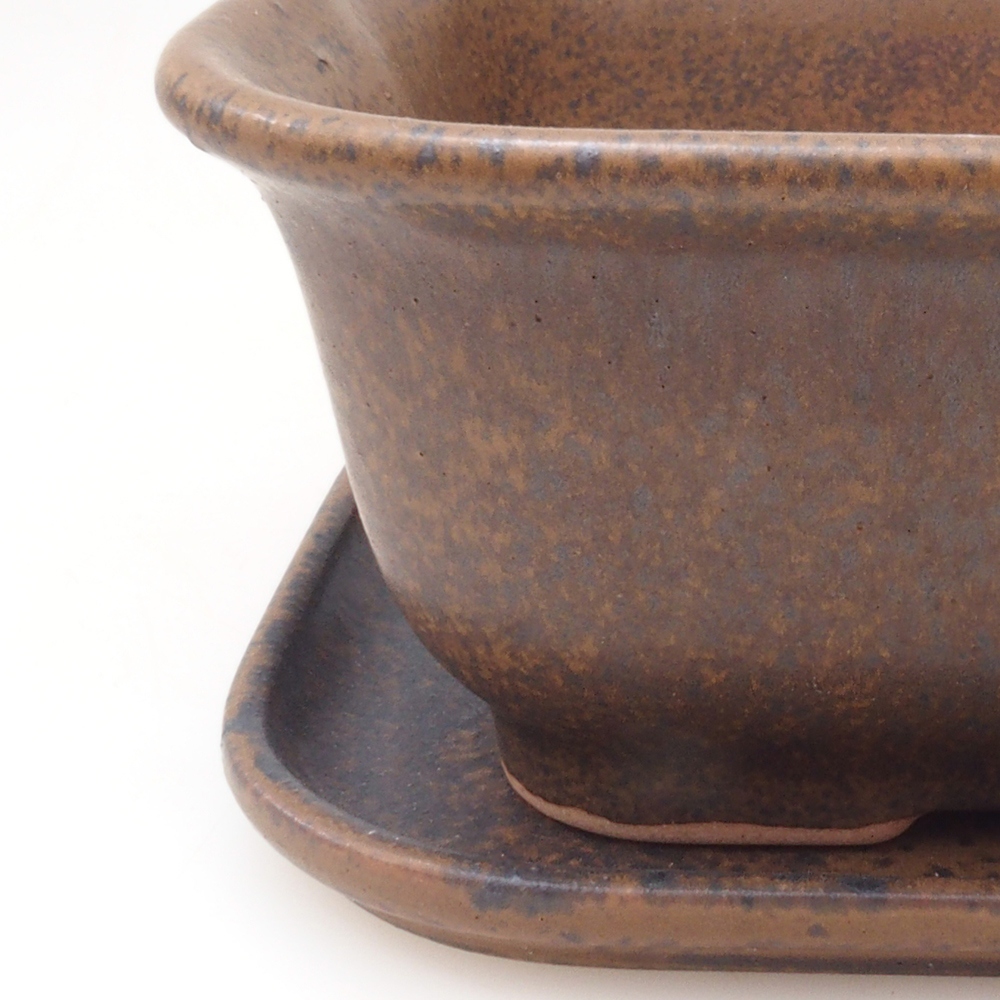 Ciotola bonsai + piattino H38 - 12x10x5,5 cm - marrone