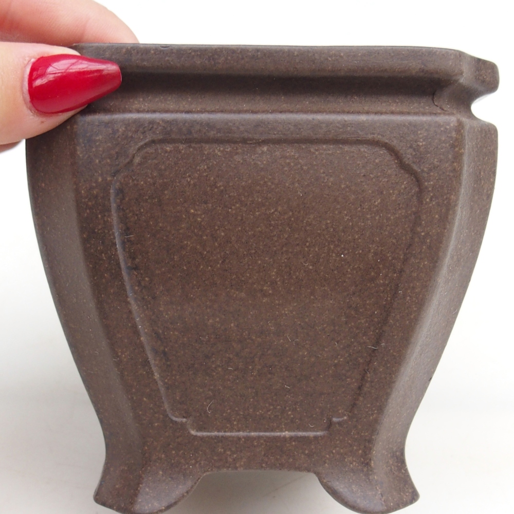 Ciotola per bonsai in ceramica 10 x 10 x 9,5 cm, colore marrone ocra