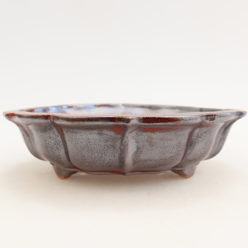 Ciotola bonsai in ceramica 18,5 x 18,5 x 5 cm, colore metallo