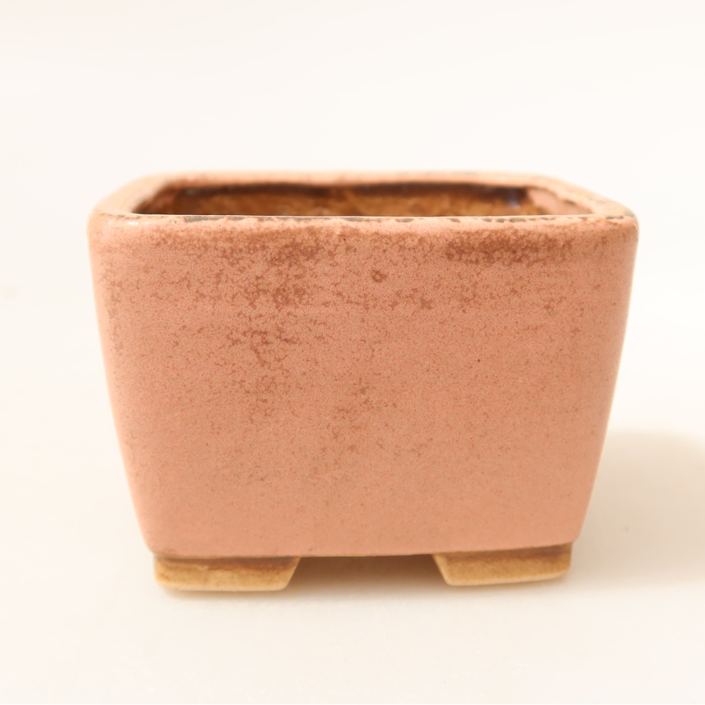Vaso da bonsai in ceramica 6,5 x 6,5 x 4,5 cm, colore rosa