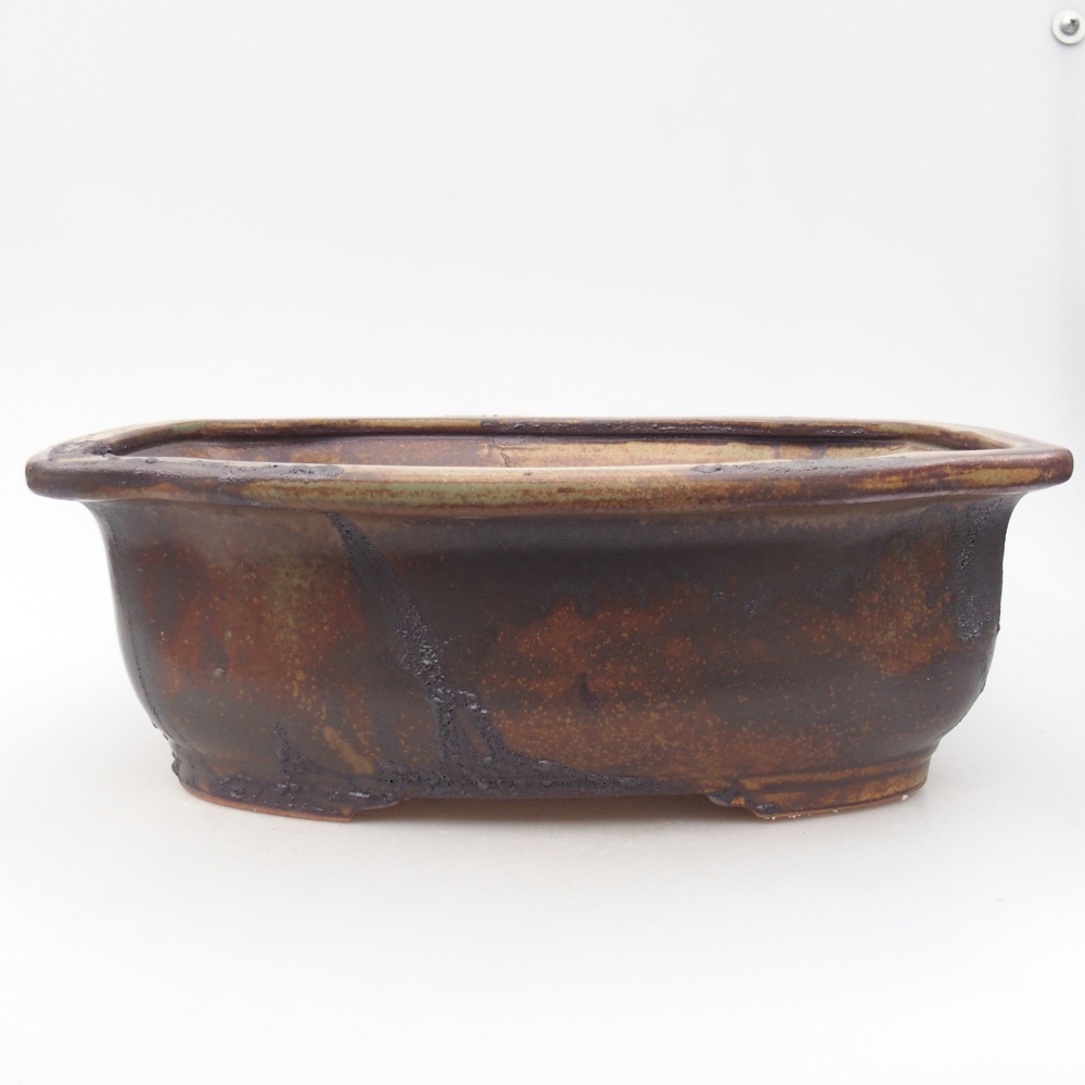 Ciotola bonsai in ceramica 30 x 26 x 10,5 cm, colore marrone-verde
