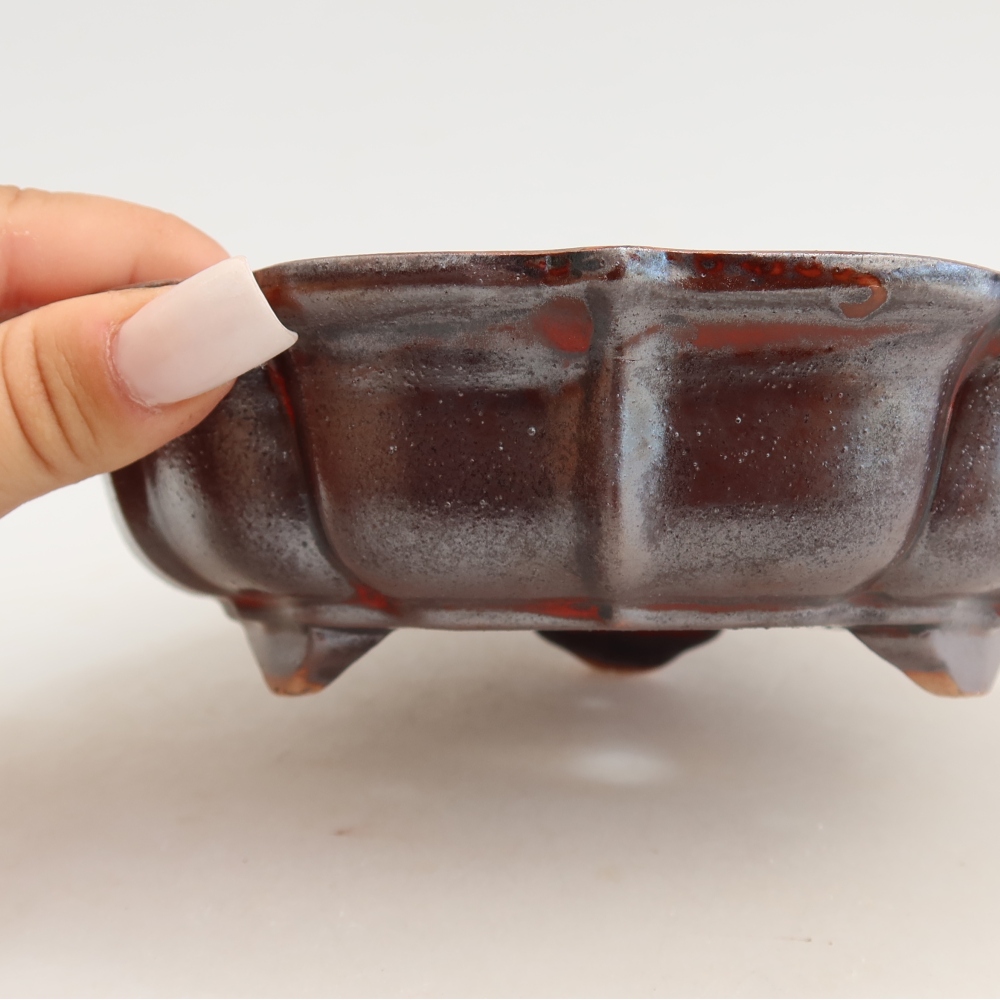 Ciotola bonsai in ceramica 18,5 x 18,5 x 5 cm, colore metallo