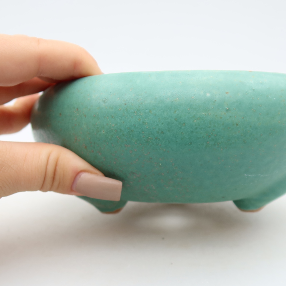 Vaso da bonsai in ceramica 15 x 15 x 6,5 cm, colore verde