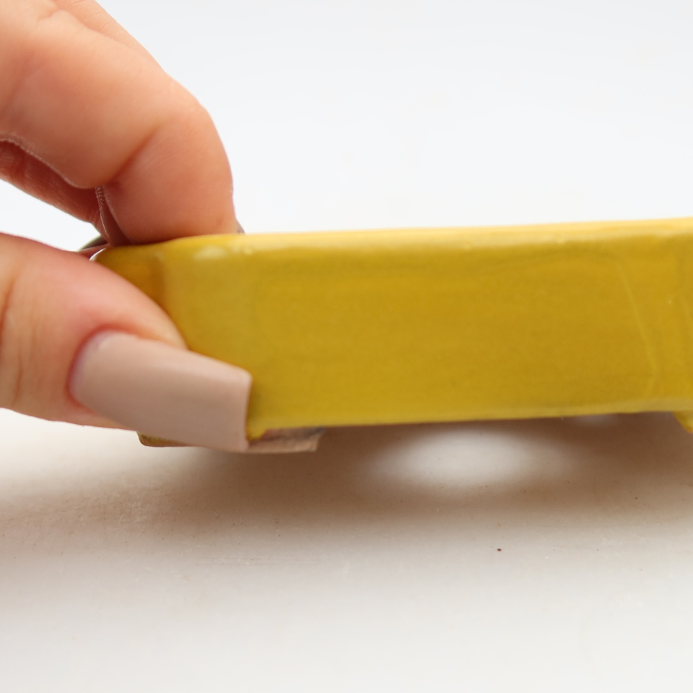 Vaso da bonsai in ceramica 10 x 8 x 2,5 cm, colore giallo