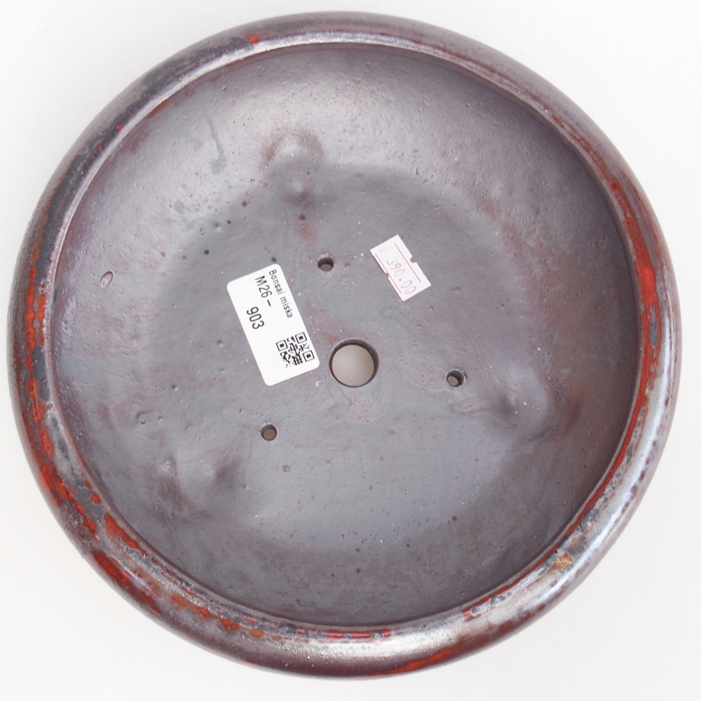 Ciotola bonsai in ceramica 21 x 21 x 6,5 cm, colore nero rosso