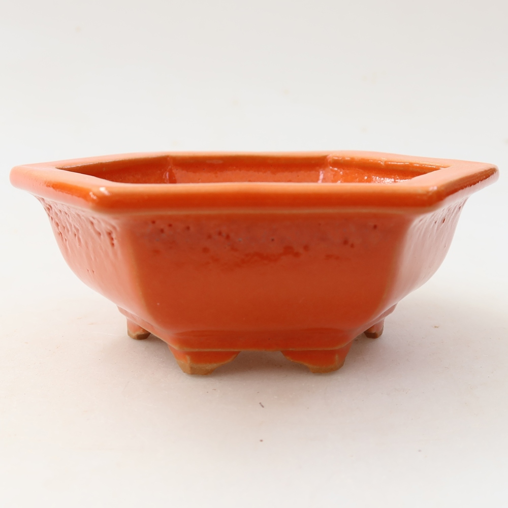 Ciotola per bonsai in ceramica 12 x 10,5 x 4,5 cm, arancione