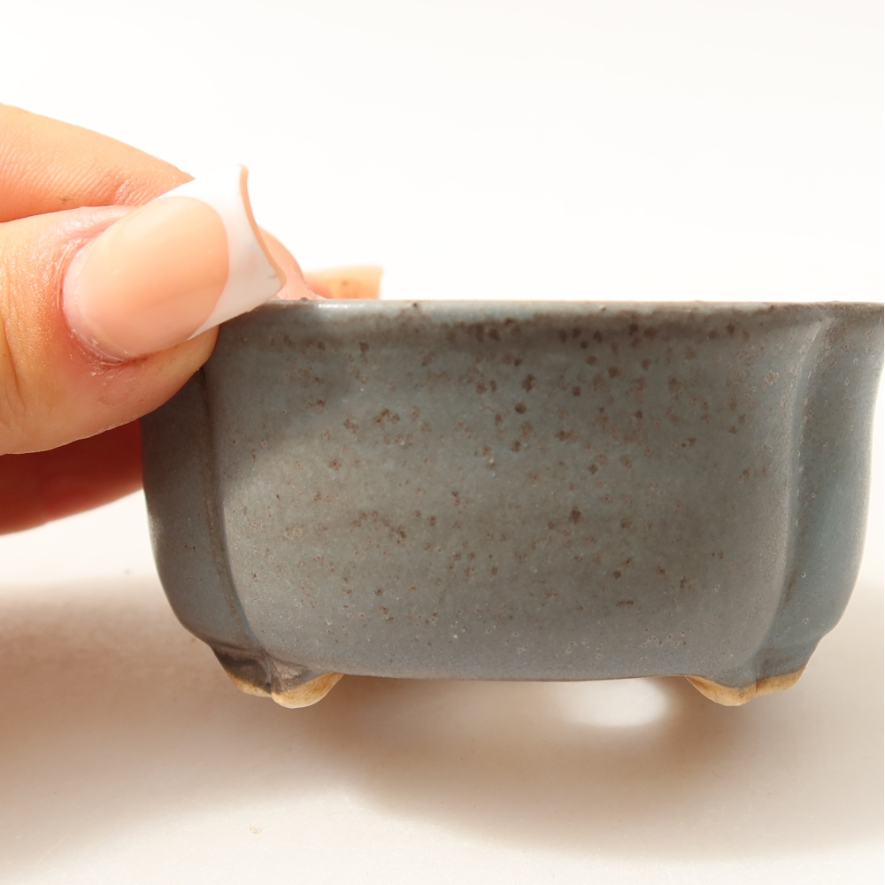 Vaso in ceramica per bonsai 8 x 7,5 x 3,5 cm, colore blu