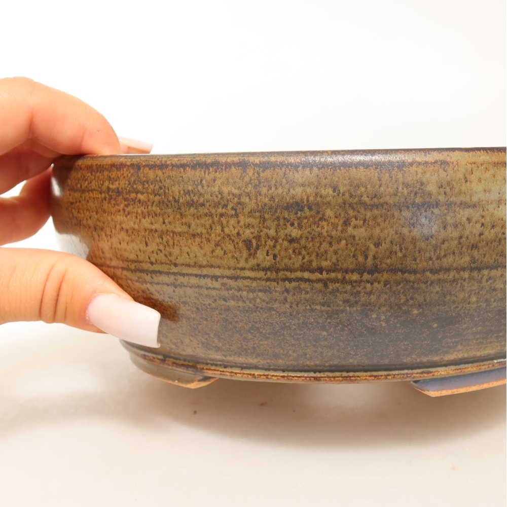 Vaso da bonsai in ceramica 19 x 19 x 6,5 cm, colore marrone