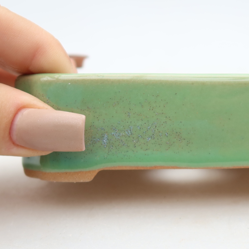 Vaso da bonsai in ceramica 10,5 x 9 x 3 cm, colore verde