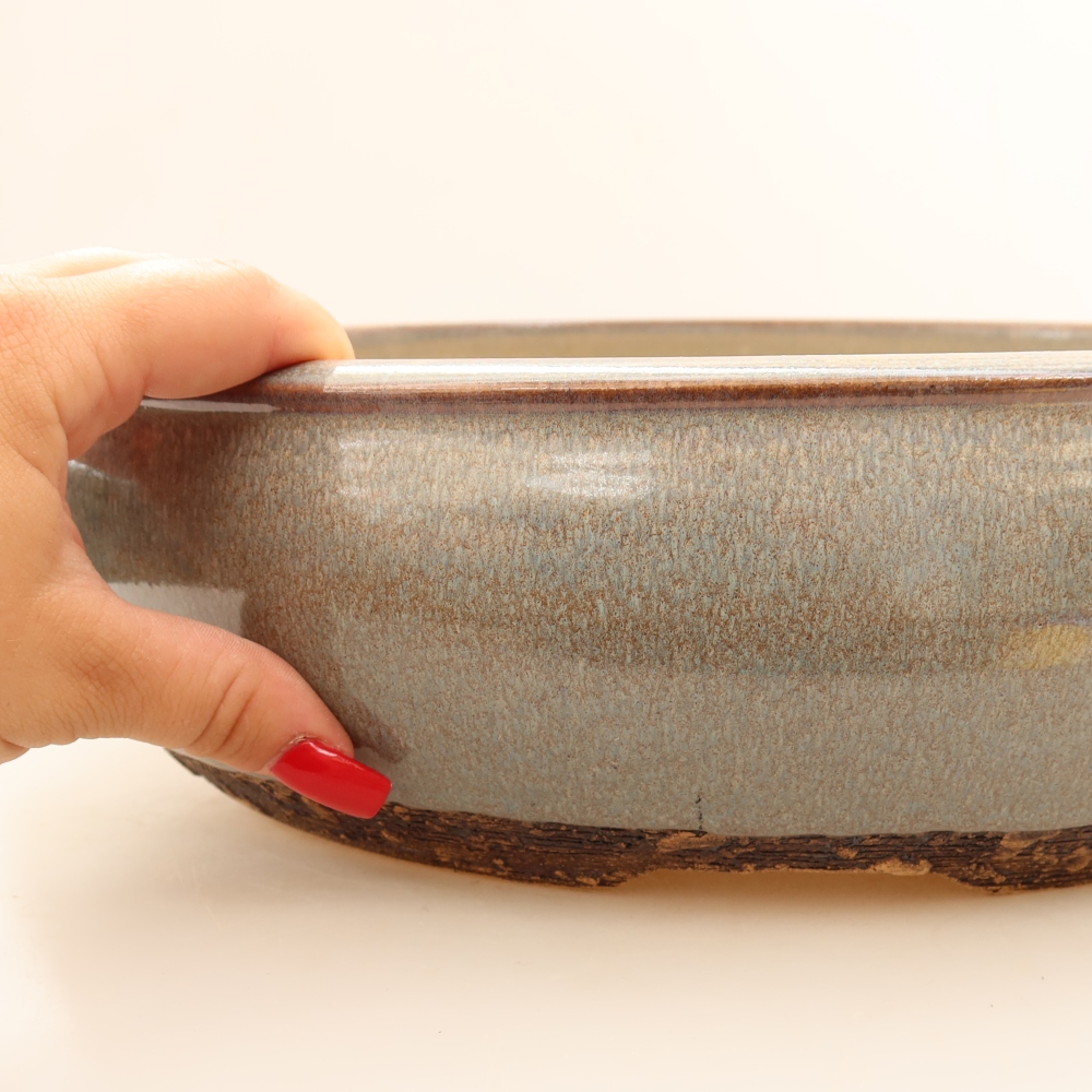 Vaso in ceramica per bonsai 35 x 35 x 9,5 cm, colore grigio - SOLO RITIRO IN NEGOZIO o spedizione su pallet