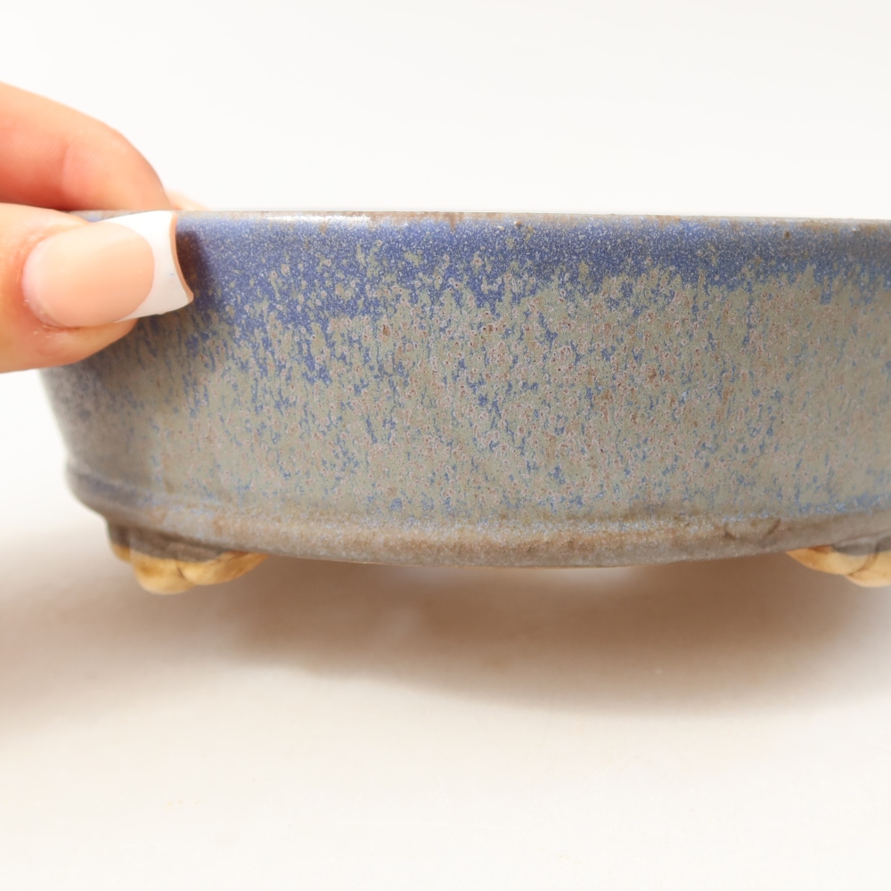 Vaso da bonsai in ceramica 15,5 x 15,5 x 5 cm, colore blu