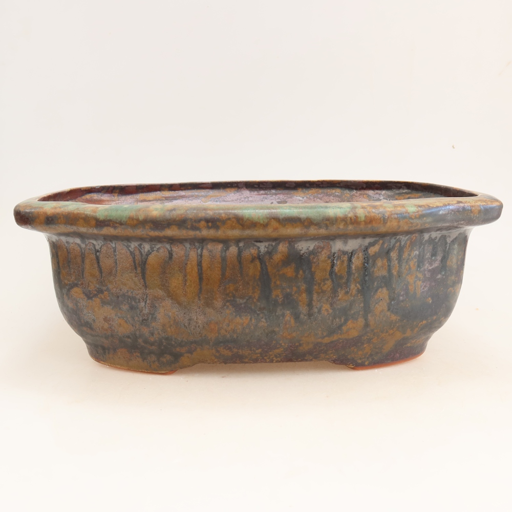Vaso da bonsai in ceramica 30,5 x 25,5 x 10,5 cm, colore verde-marrone