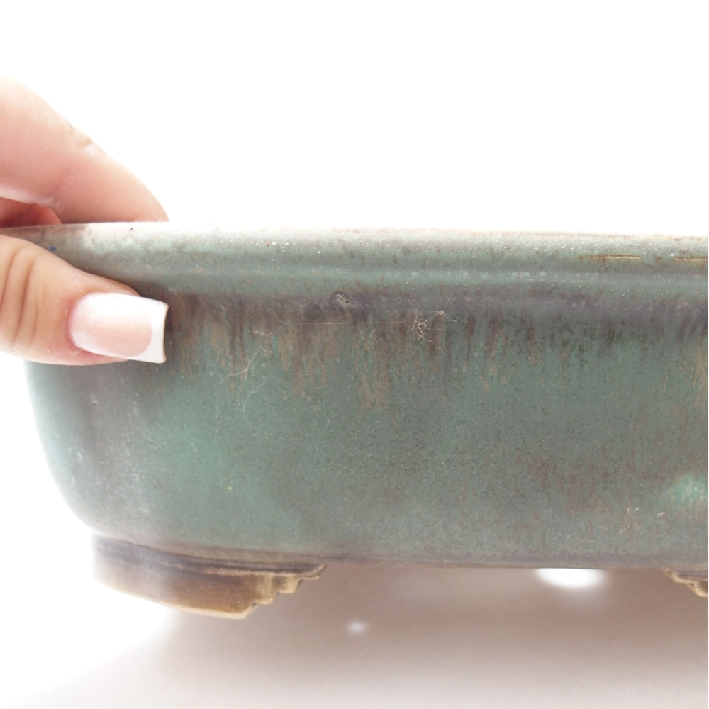 Ciotola per bonsai in ceramica 25 x 21 x 8 cm, verde