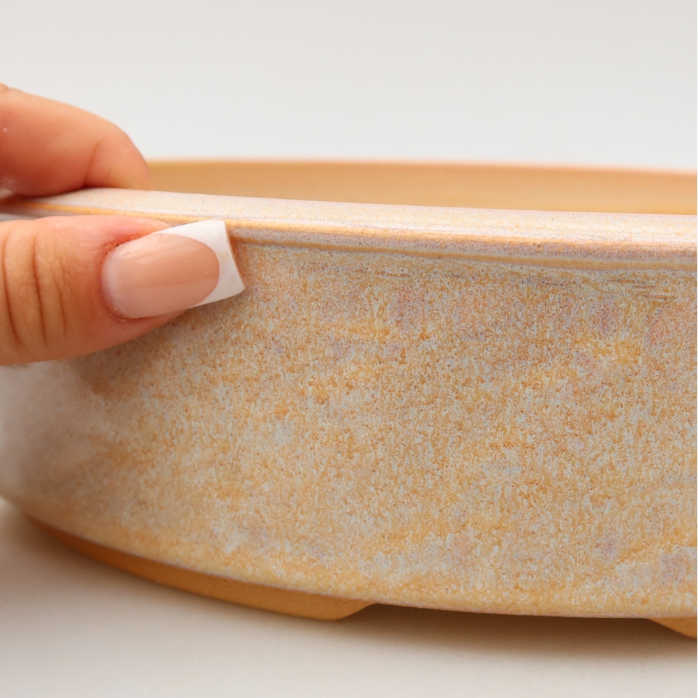 Vaso per bonsai in ceramica 26,5 x 26,5 x 6,5 cm, colore beige