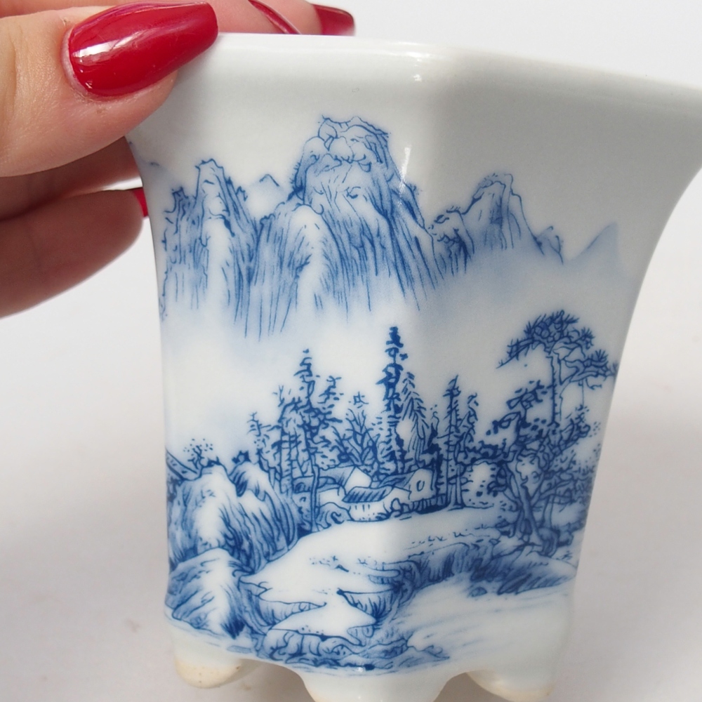 Ciotola per bonsai in ceramica 10 x 9 x 9 cm, colore bianco