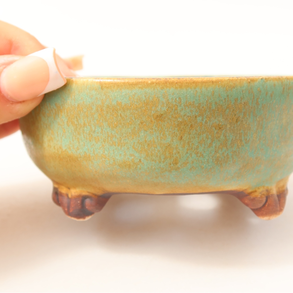 Vaso da bonsai in ceramica 11 x 11 x 4,5 cm, colore verde