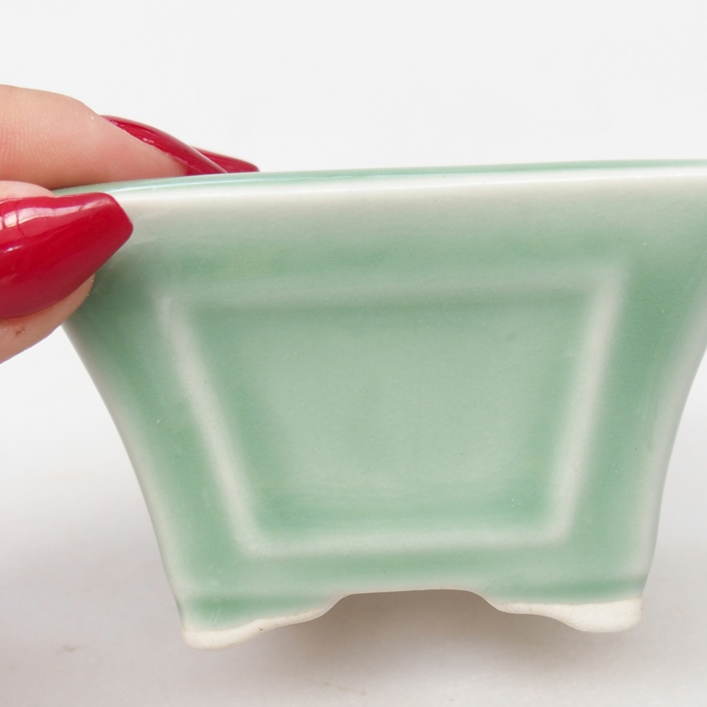 Ciotola per bonsai in ceramica 8,5 x 8,5 x 5 cm, verde