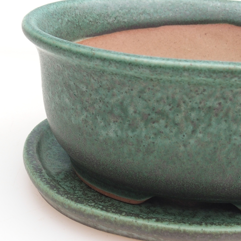 Ciotola bonsai + piattino H11 - 11,5 x 10 x 4 cm - verde