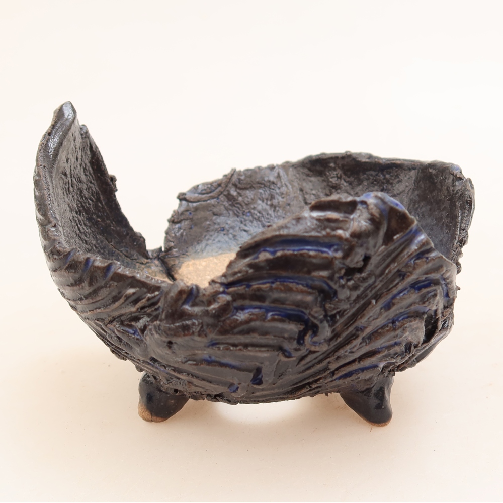 Guscio in ceramica  10 x 9,5 x 6,5 cm, colore blu-nero