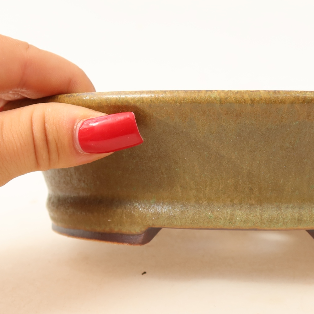 Vaso da bonsai in ceramica 17,5 x 16,5 x 4,5 cm, colore verde