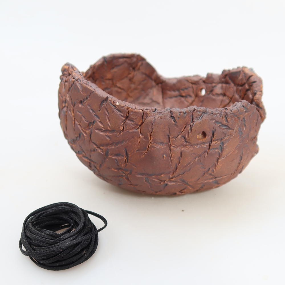 Contenitore in ceramica per Kokedama 12 x 12 x 7,5 cm, colore marrone