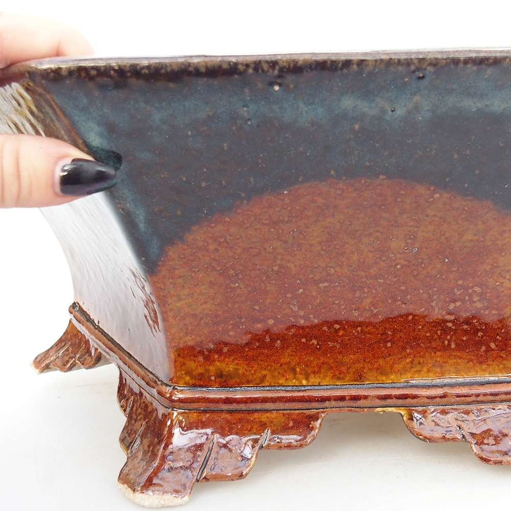 Ciotola per bonsai in ceramica 36 x 31,5 x 14 cm, marrone