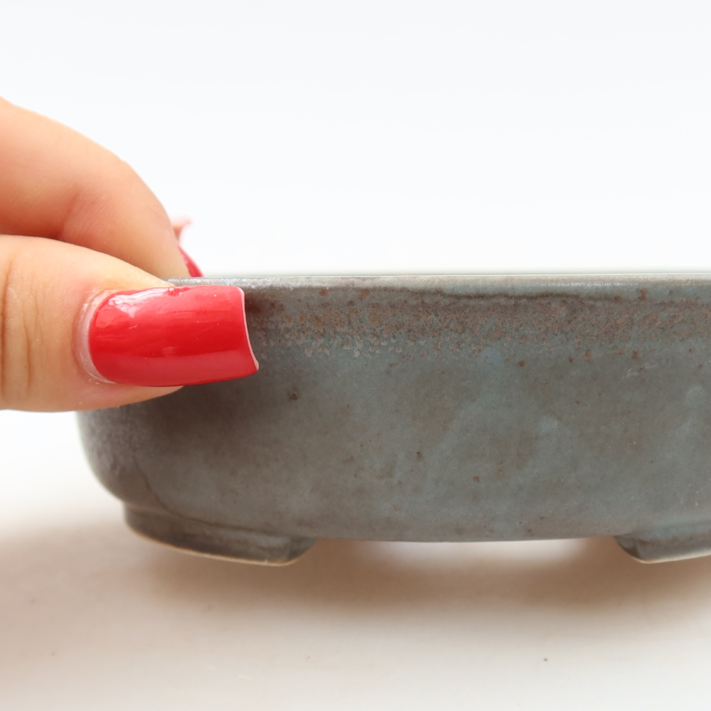 Vaso da bonsai in ceramica 12,5 x 11,5 x 3,5 cm, colore blu