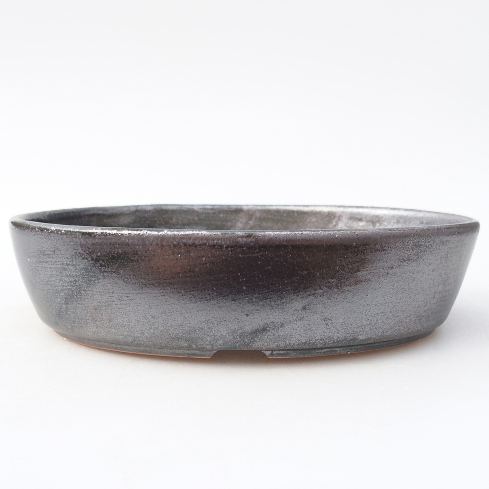 Ciotola bonsai in ceramica 18,5 x 13,5 x 4,5 cm, verde metallizzato