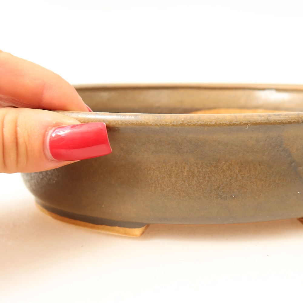 Ciotola per bonsai in ceramica 17,5 x 16 x 4,5 cm, marrone