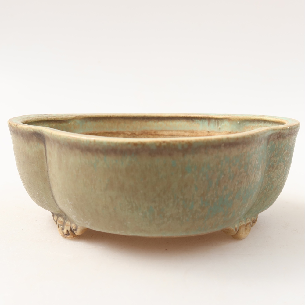 Vaso da bonsai in ceramica 13,5 x 12,5 x 5 cm, colore verde