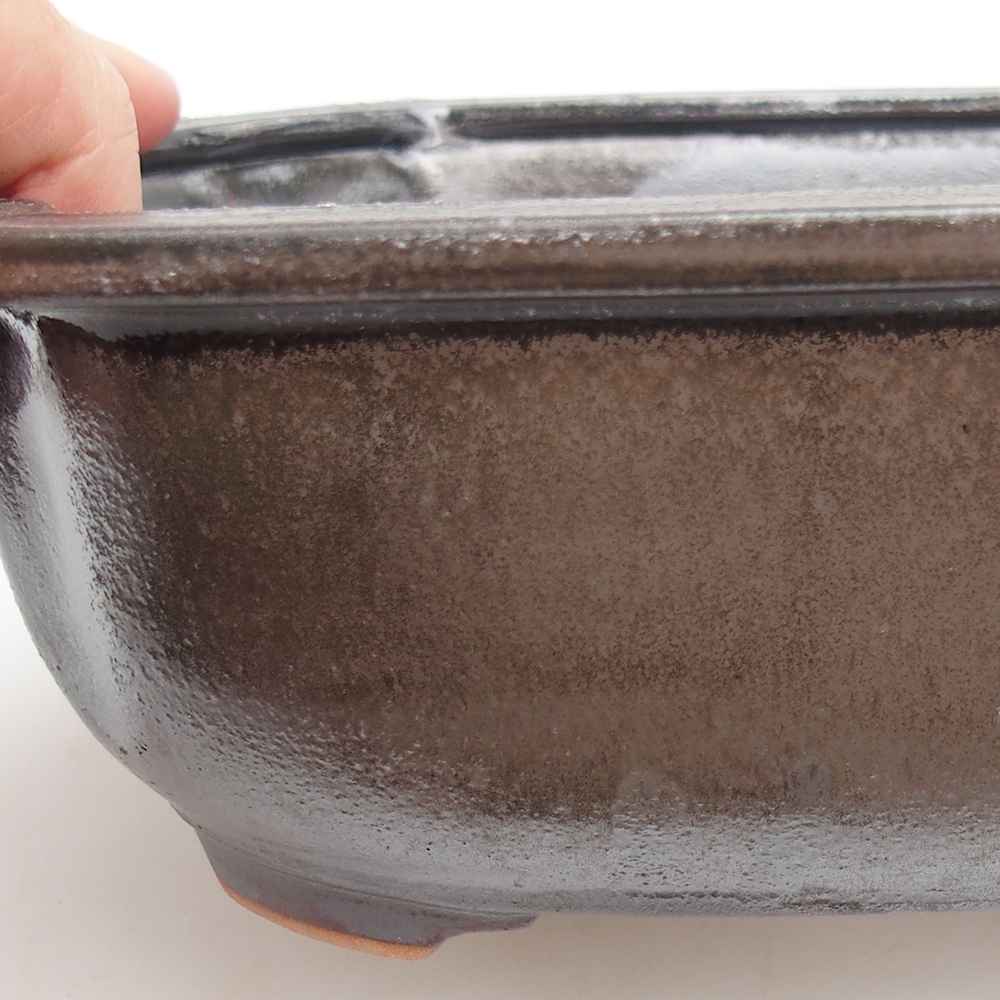 Ciotola bonsai in ceramica 22 x 16,5 x 7 cm, colore metallo