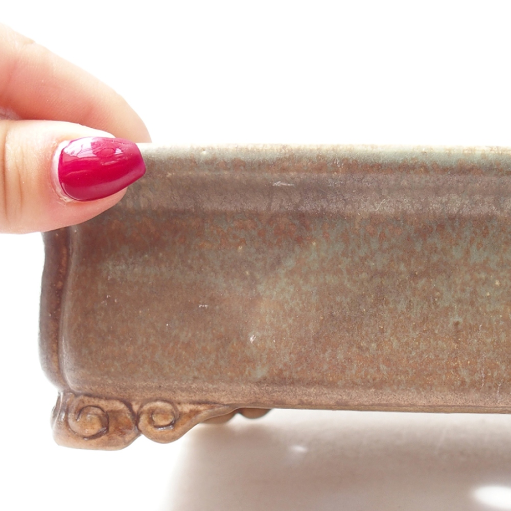 Ciotola per bonsai in ceramica 19,5 x 16,5 x 6 cm, verde