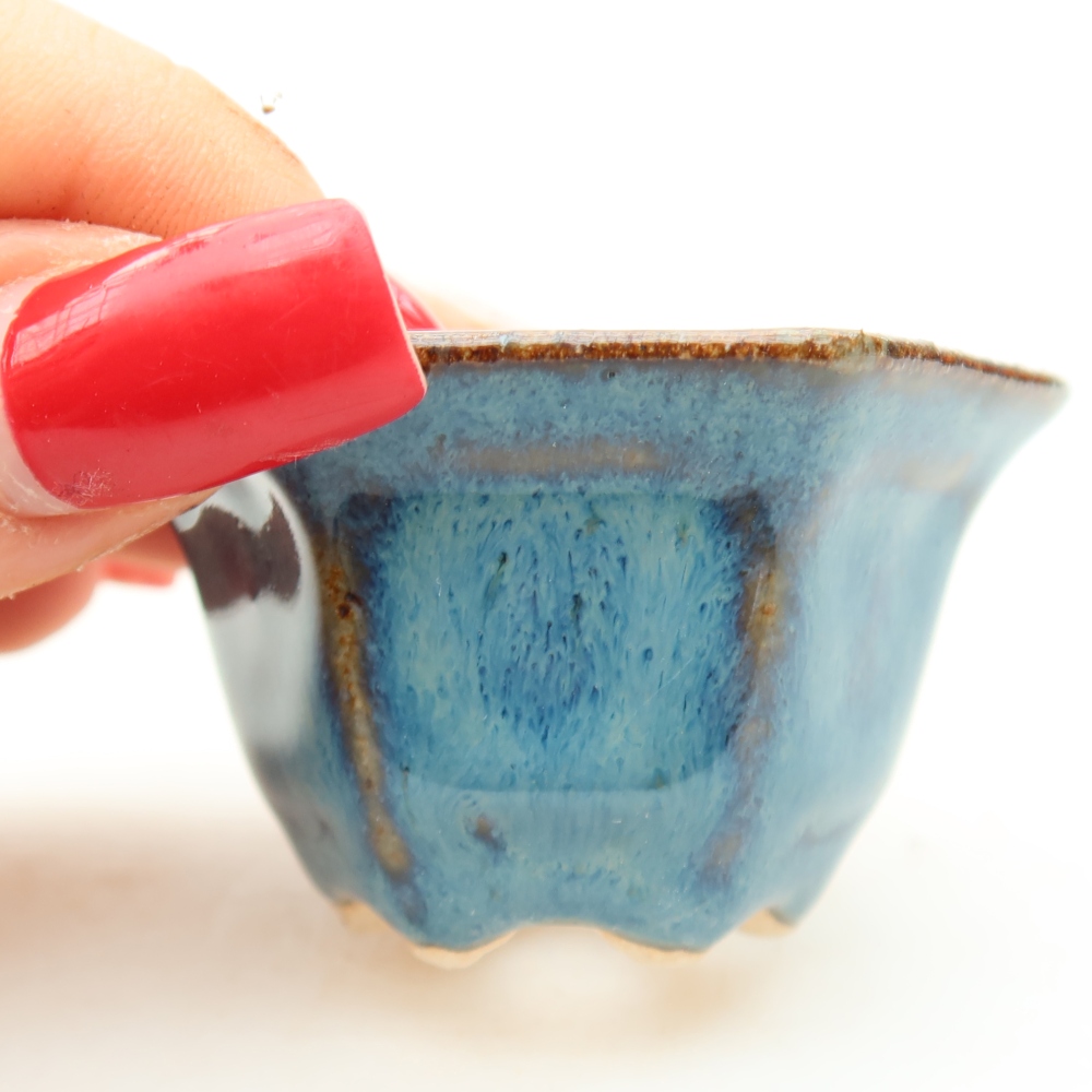 Vaso in ceramica per bonsai 5,5 x 5 x 3 cm, colore blu